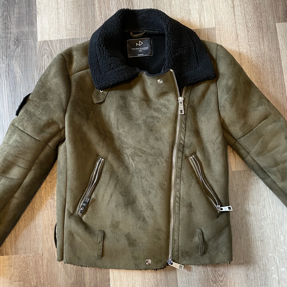 The New Designers Green Suede Biker Jacket